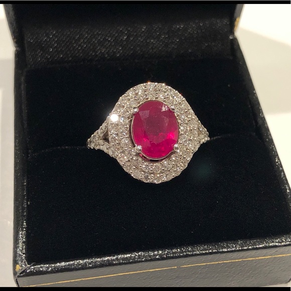 14K Gold Ruby & Diamond Ring - Picture 1 of 6